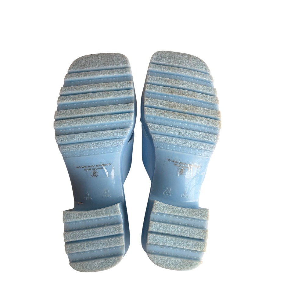 Top Moda Comfort Light Blue Jelly Platform Sandals Chunky Block Heel Slide Sz 8 - Picture 5 of 6